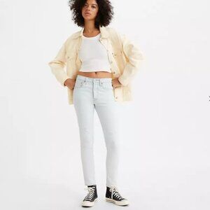 Levi’s 501 Size 28 Button Fly Skinny Jeans Light Indigo Destructed Blue NWT
